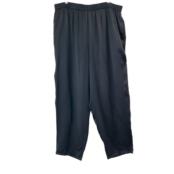 Diane von Furstenberg Silk Assets Size 2X Black Lightweight Elastic Waist Pants - Picture 1 of 12